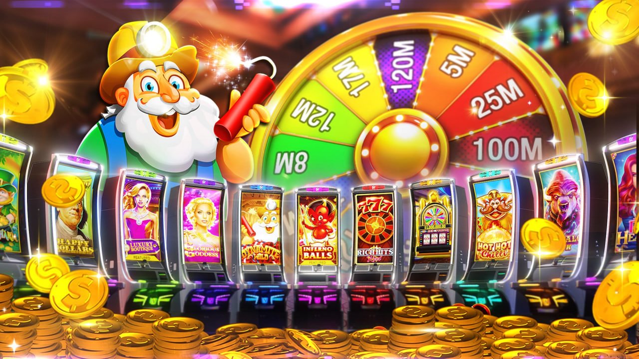 Mesin slot warna-warni di kasino online